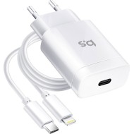 Φορτιστής Travel iPhone 8/X/11/12 3A & Cable Type C to lighting λευκό