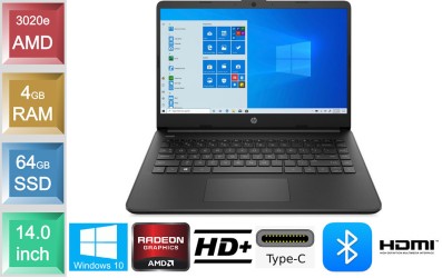 HP Laptop 14s-fq0918ng - 3020e - 4GB RAM - 64GB SSD